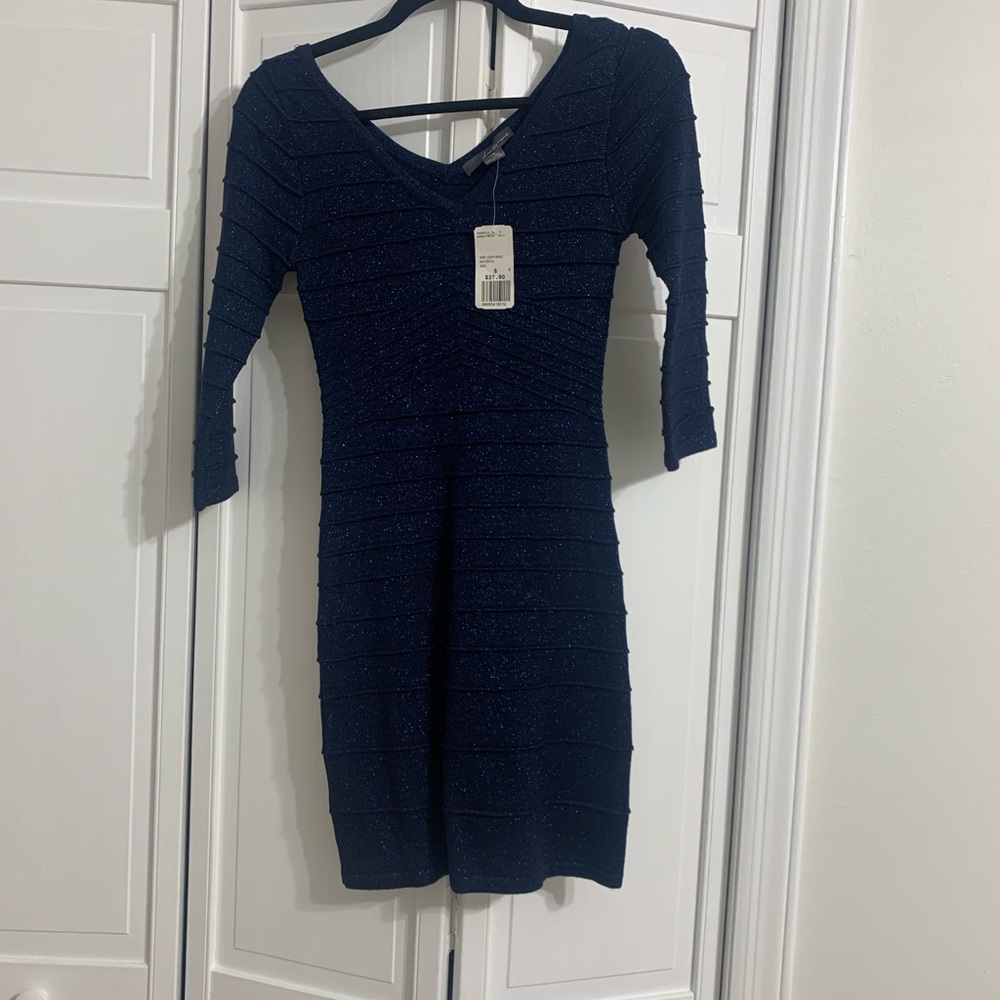 Navy Blue Sparkle Sweater Dress.